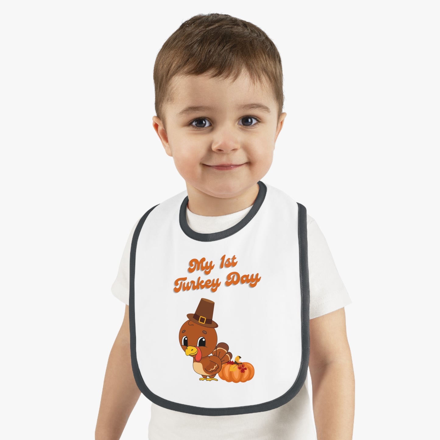 My 1st Turkey Day Baby Contrast Trim Jersey Bib