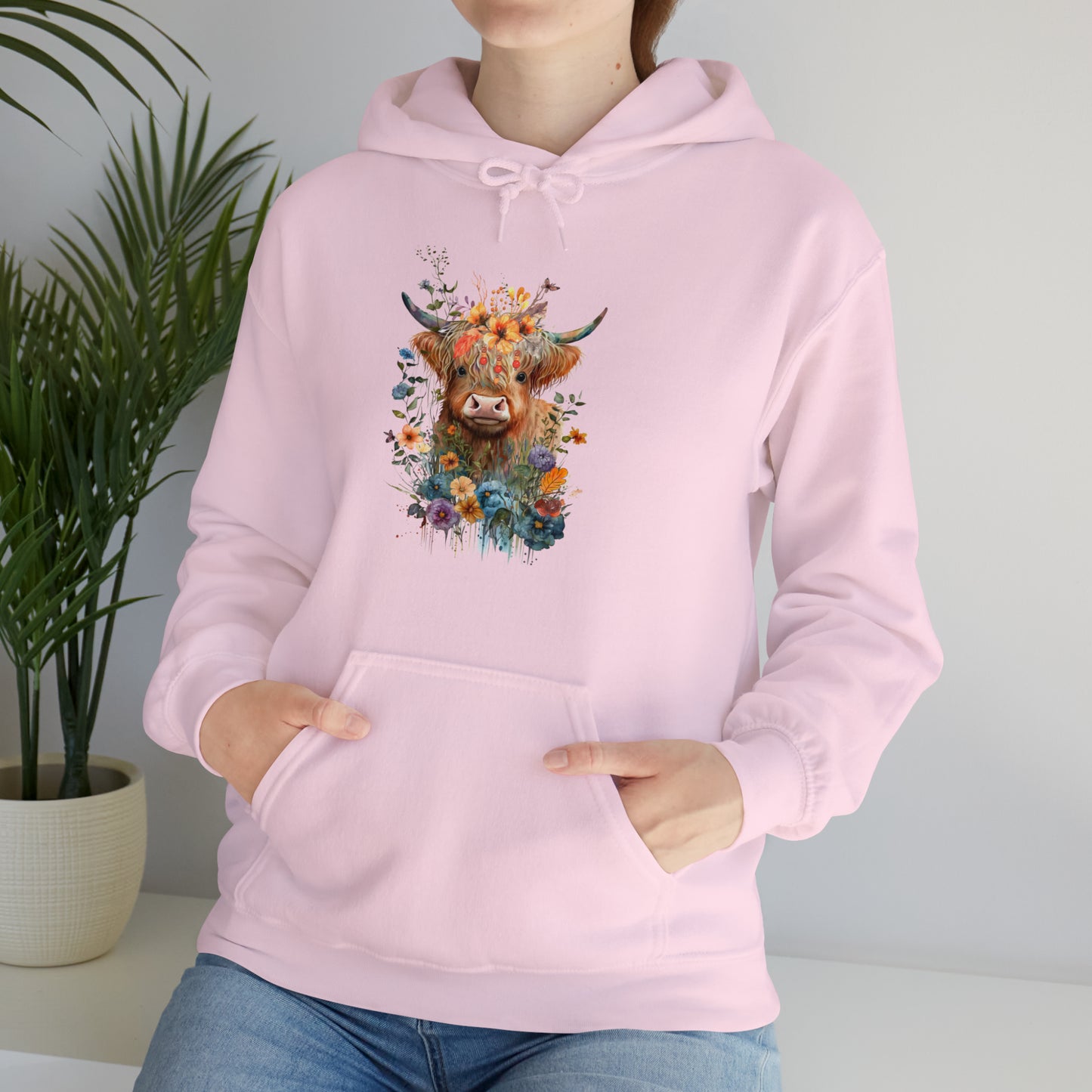 Fall Flower Cow Unisex Heavy Blend™ Hooded Sweatshirt