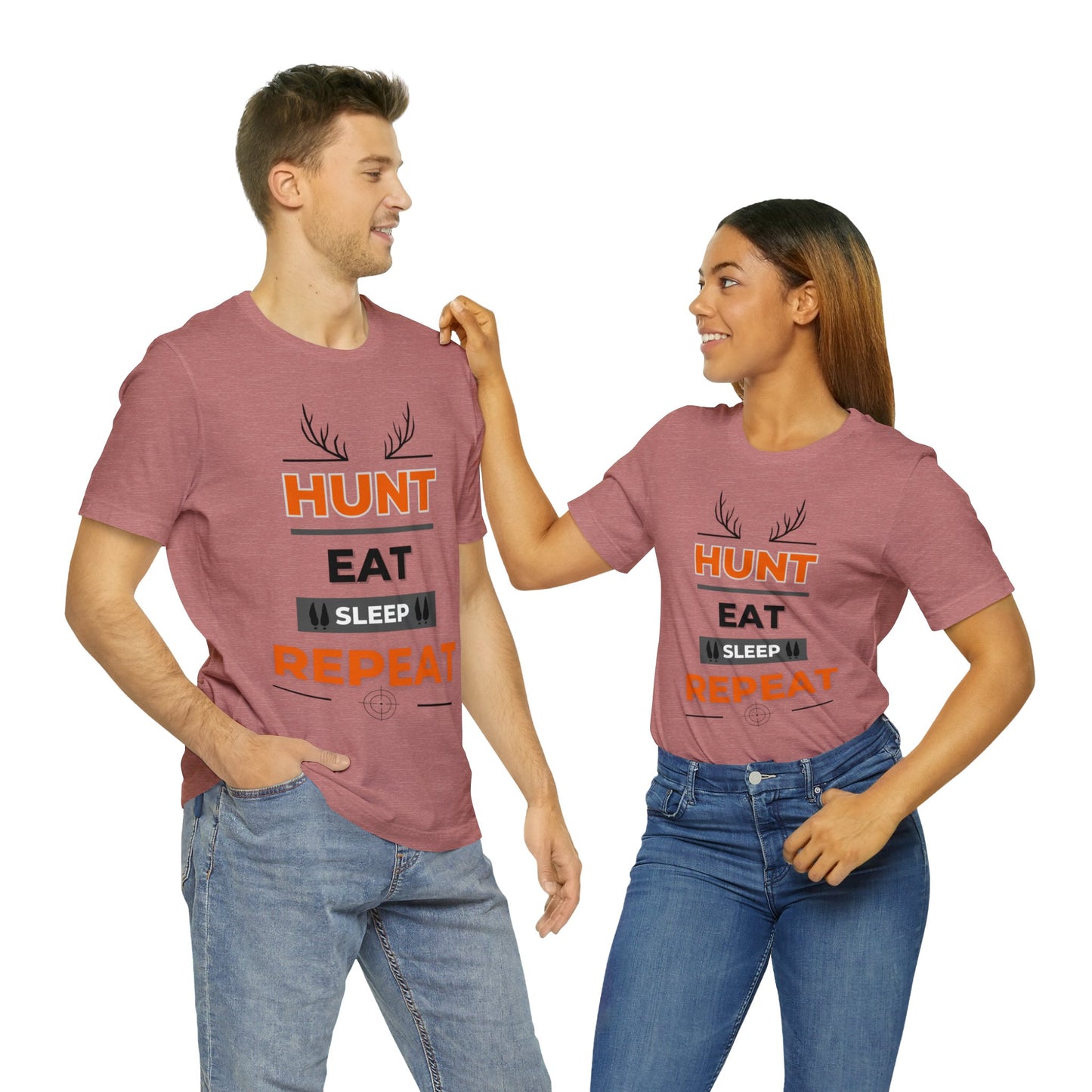 Hunt Eat Sleep Repeat Orange Unisex Jersey Short Sleeve Tee