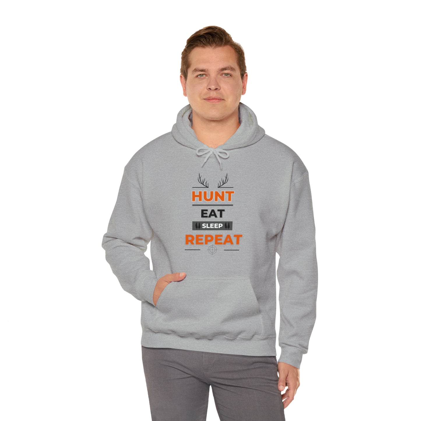 Hunt Eat Sleep Repeat Orange Unisex Heavy Blend™ Hooded Sweatshirt