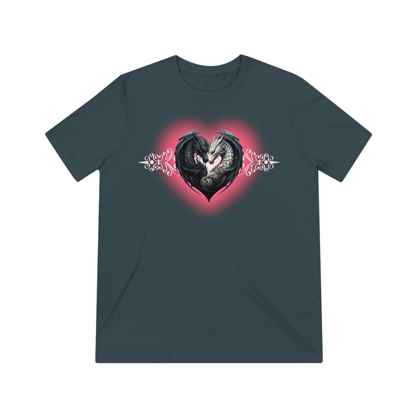 Dragon Love White Heart Unisex Triblend Tee