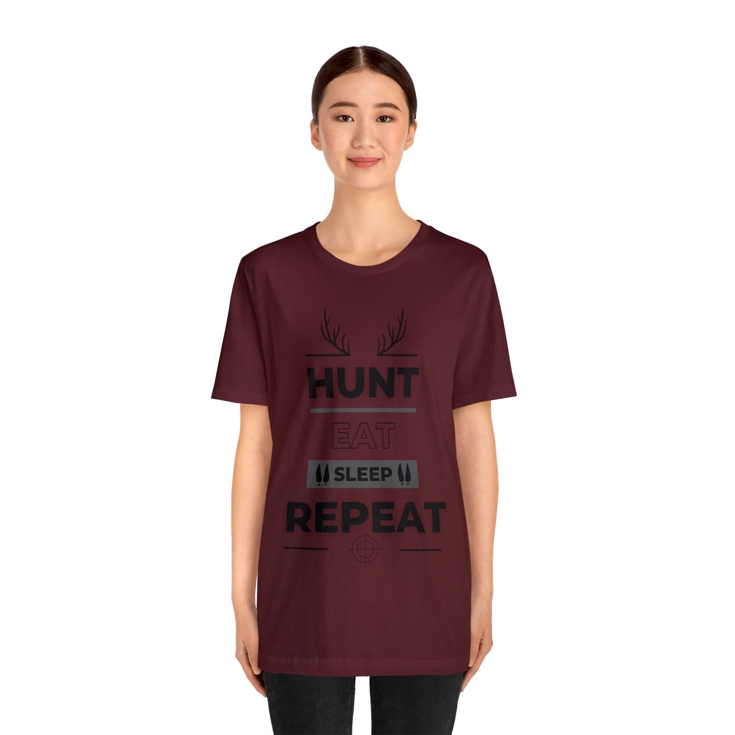 Hunt Eat Sleep Repeat Black Unisex Jersey Short Sleeve Tee