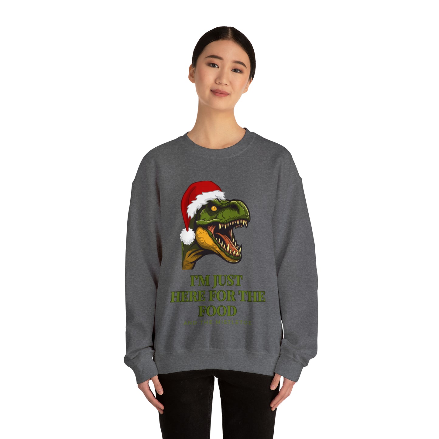 I’m Just Here For The Food And Mistletoe Unisex Heavy Blend™ Crewneck Sweatshirt