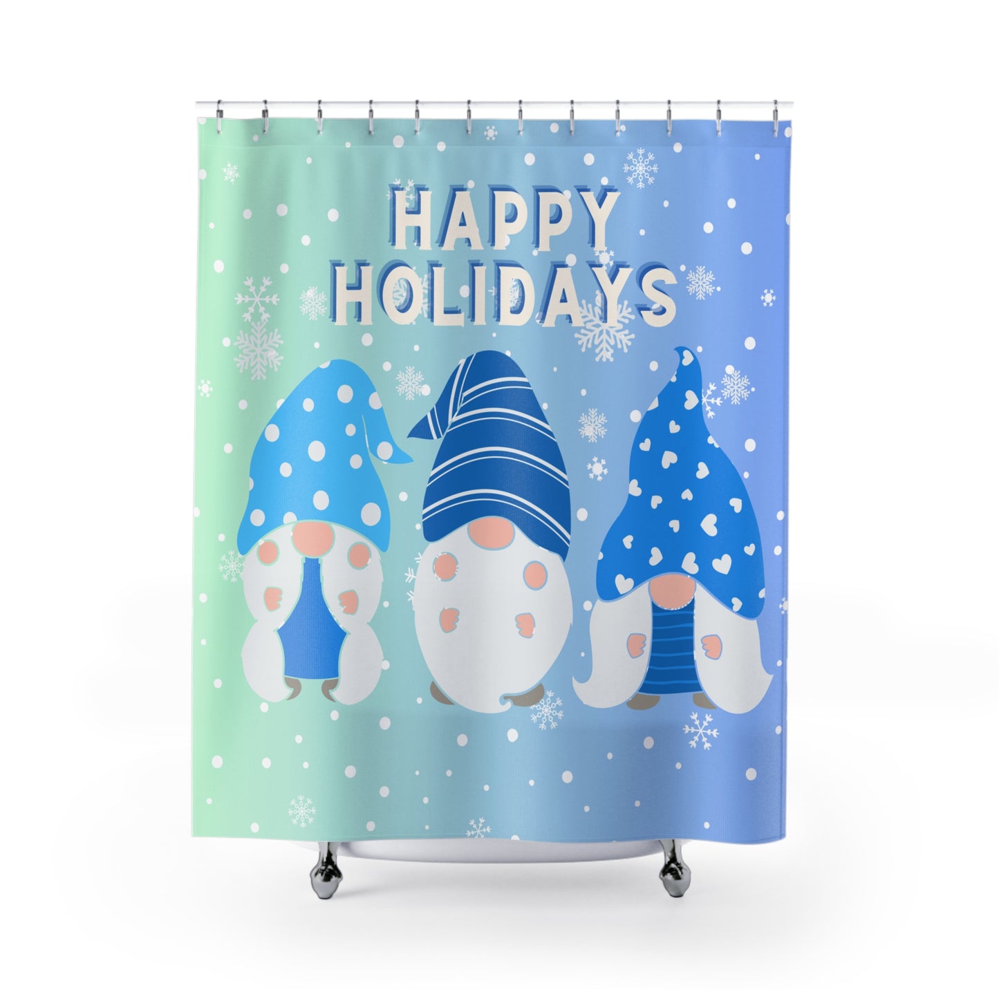 Happy Holidays Gnome Shower Curtains