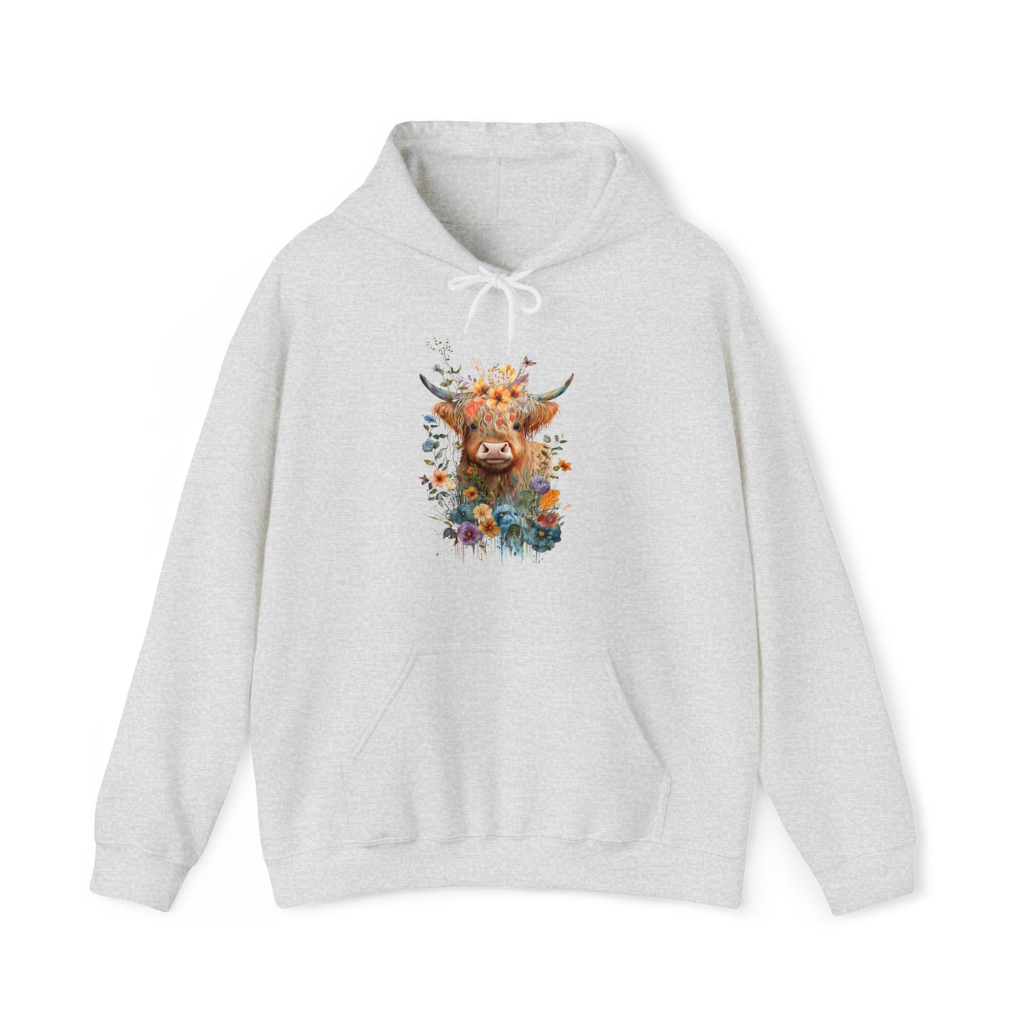 Fall Flower Cow Unisex Heavy Blend™ Hooded Sweatshirt