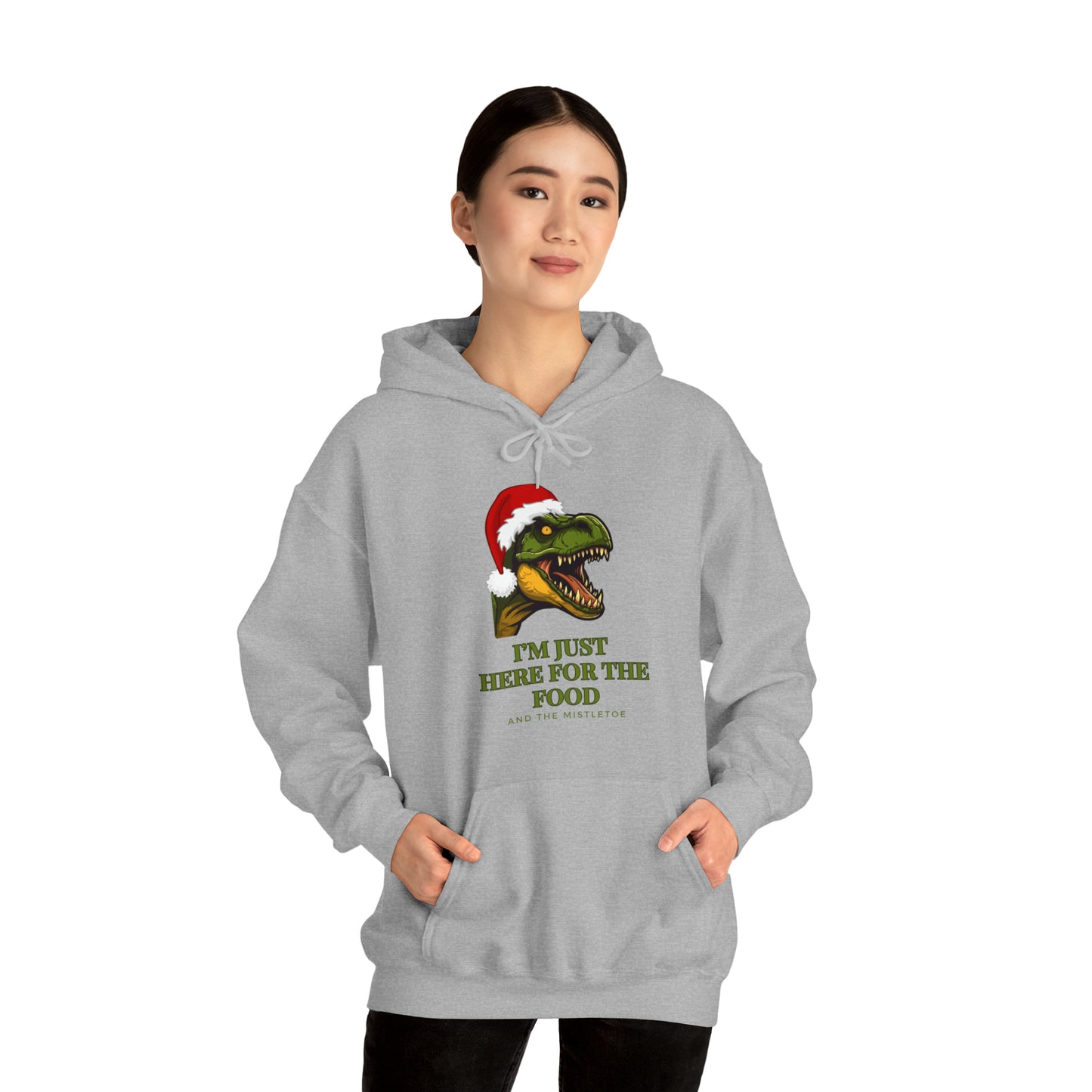 I'm Just Here For The Food And Mistletoe Unisex Heavy Blend™ Hooded Sweatshirt