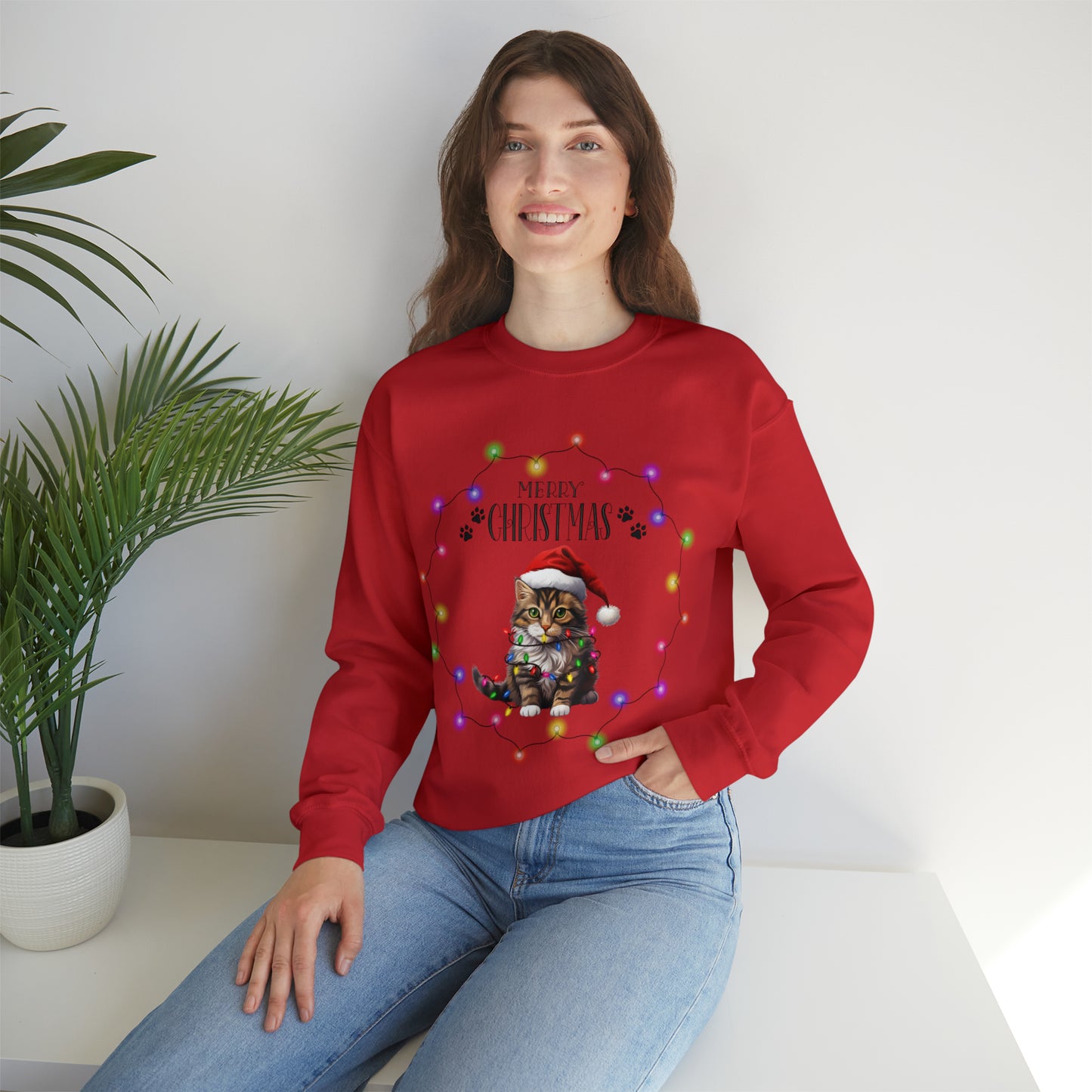Christmas Cat 1B Unisex Heavy Blend™ Crewneck Sweatshirt