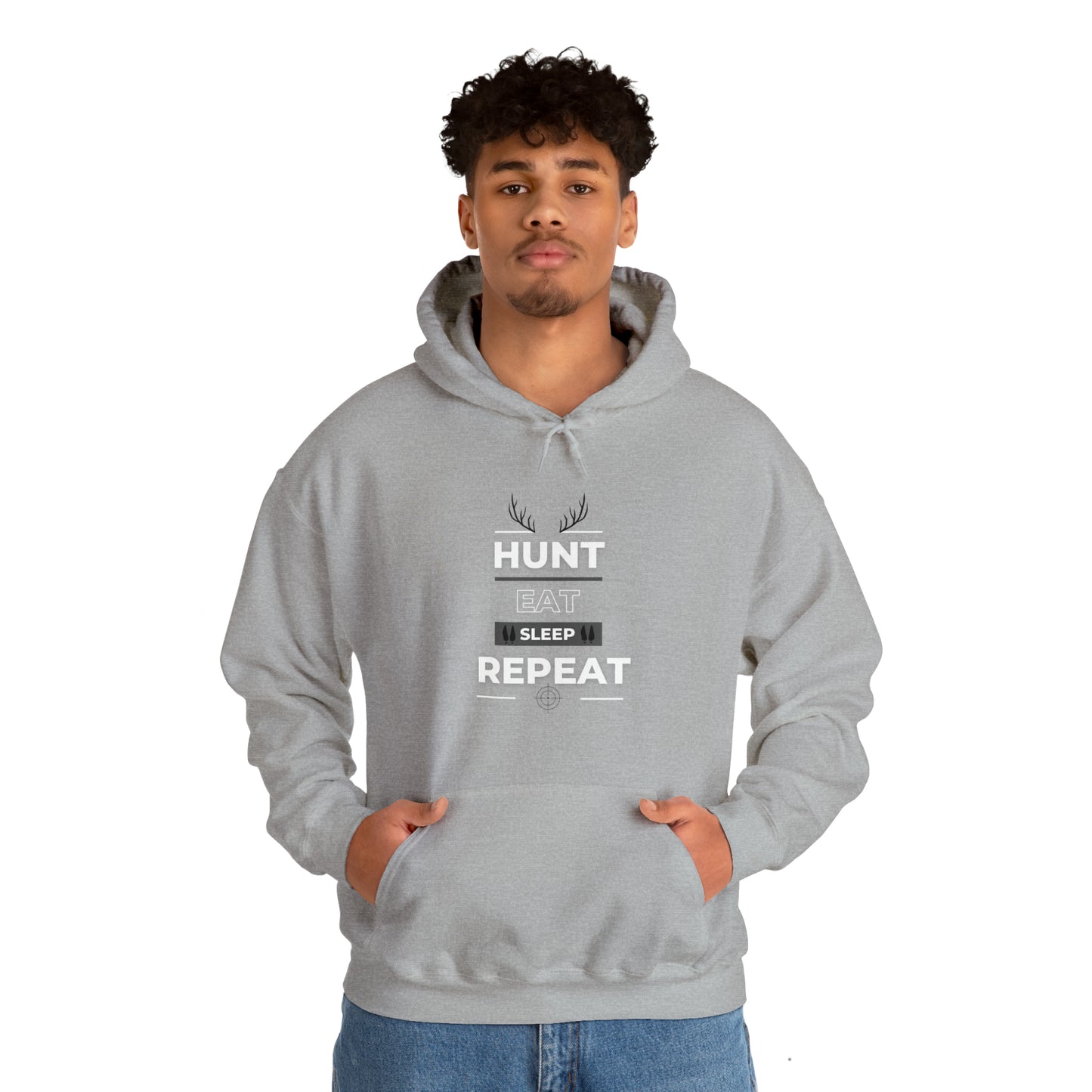 Hunt Eat Sleep Repeat Bla/Wht Unisex Heavy Blend™ Hooded Sweatshirt