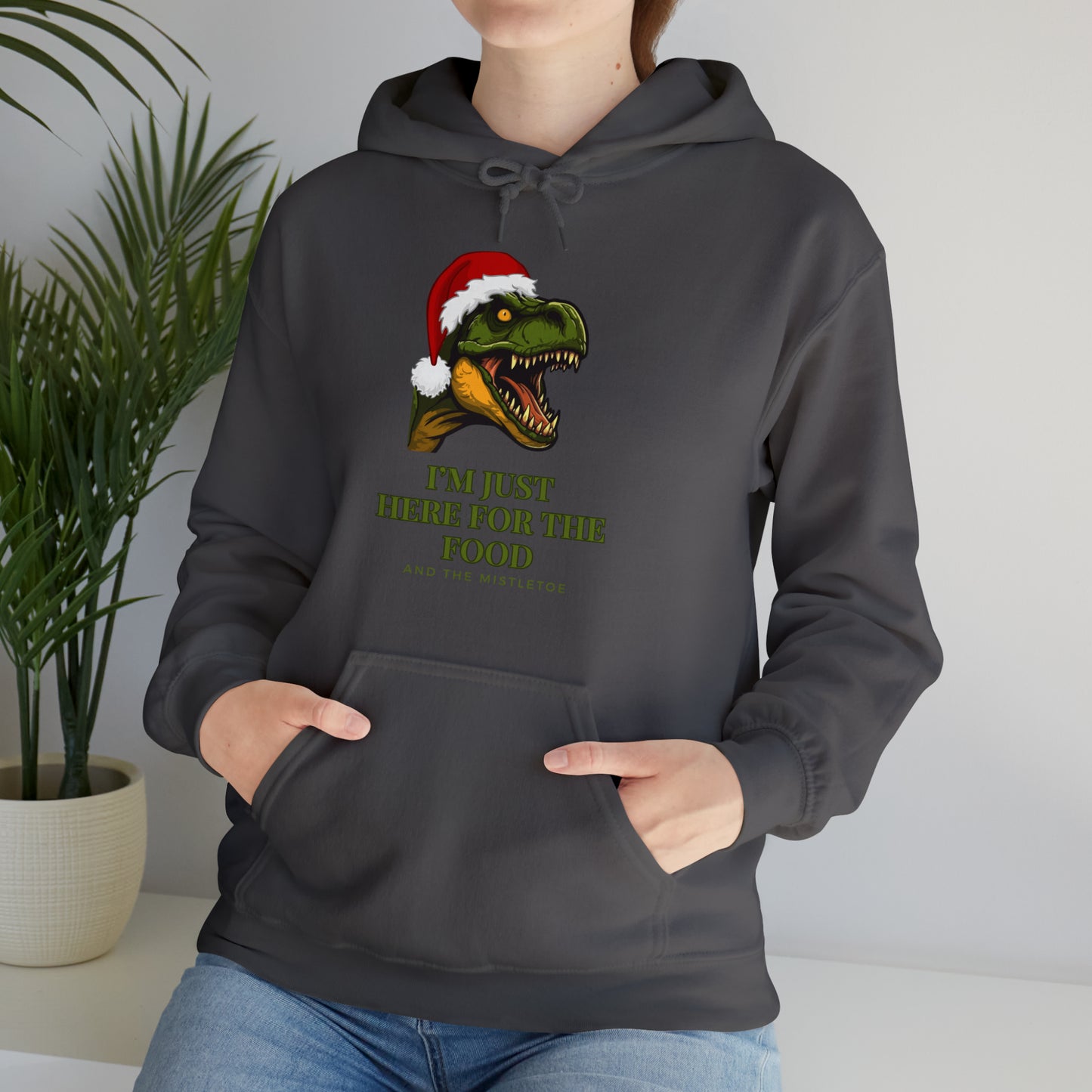 I'm Just Here For The Food And Mistletoe Unisex Heavy Blend™ Hooded Sweatshirt