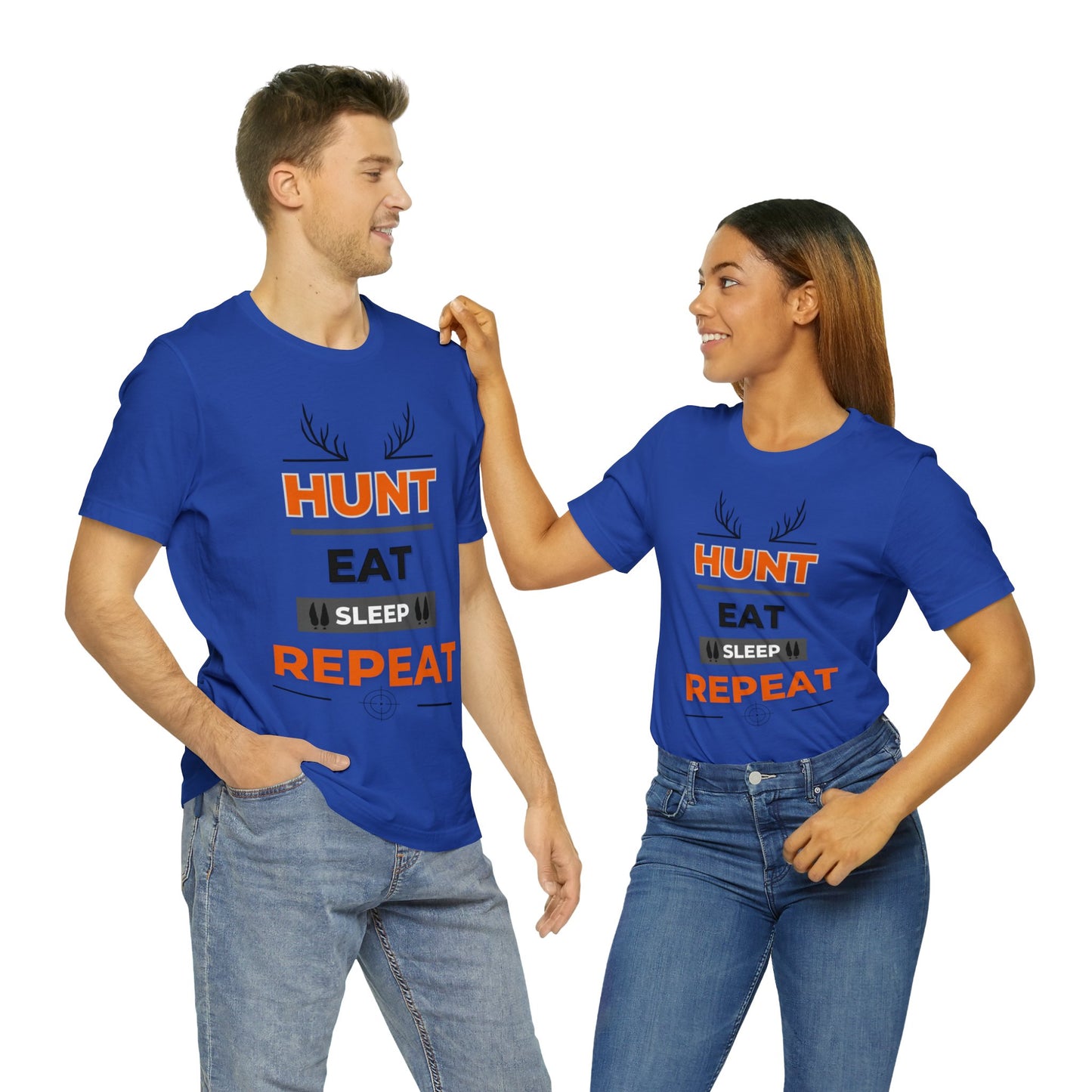 Hunt Eat Sleep Repeat Orange Unisex Jersey Short Sleeve Tee