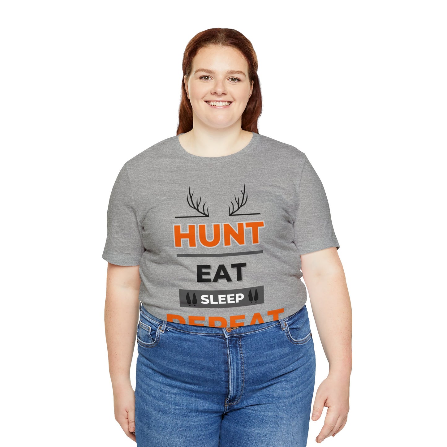 Hunt Eat Sleep Repeat Orange Unisex Jersey Short Sleeve Tee