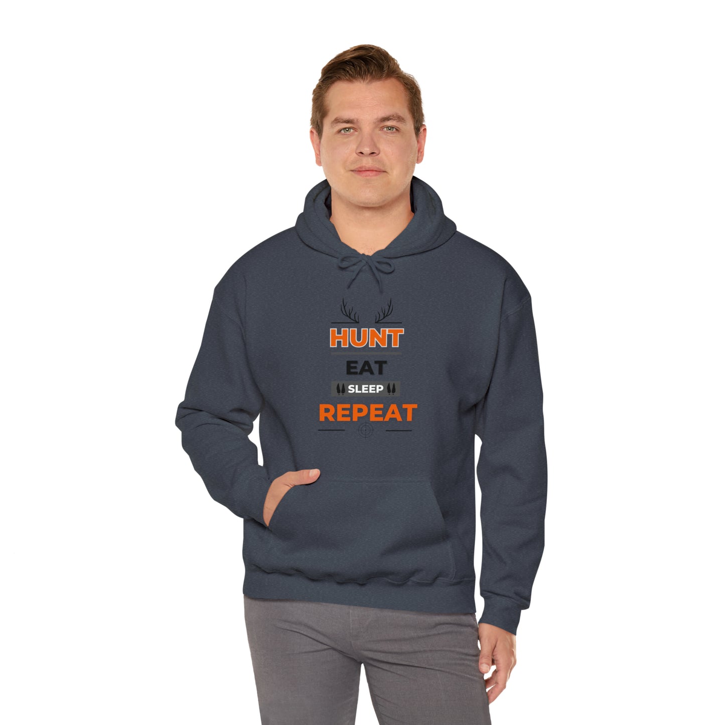 Hunt Eat Sleep Repeat Orange Unisex Heavy Blend™ Hooded Sweatshirt