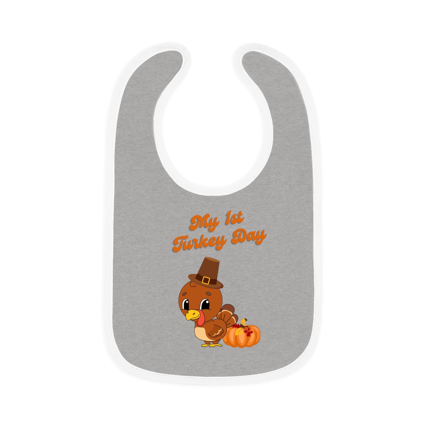 My 1st Turkey Day Baby Contrast Trim Jersey Bib