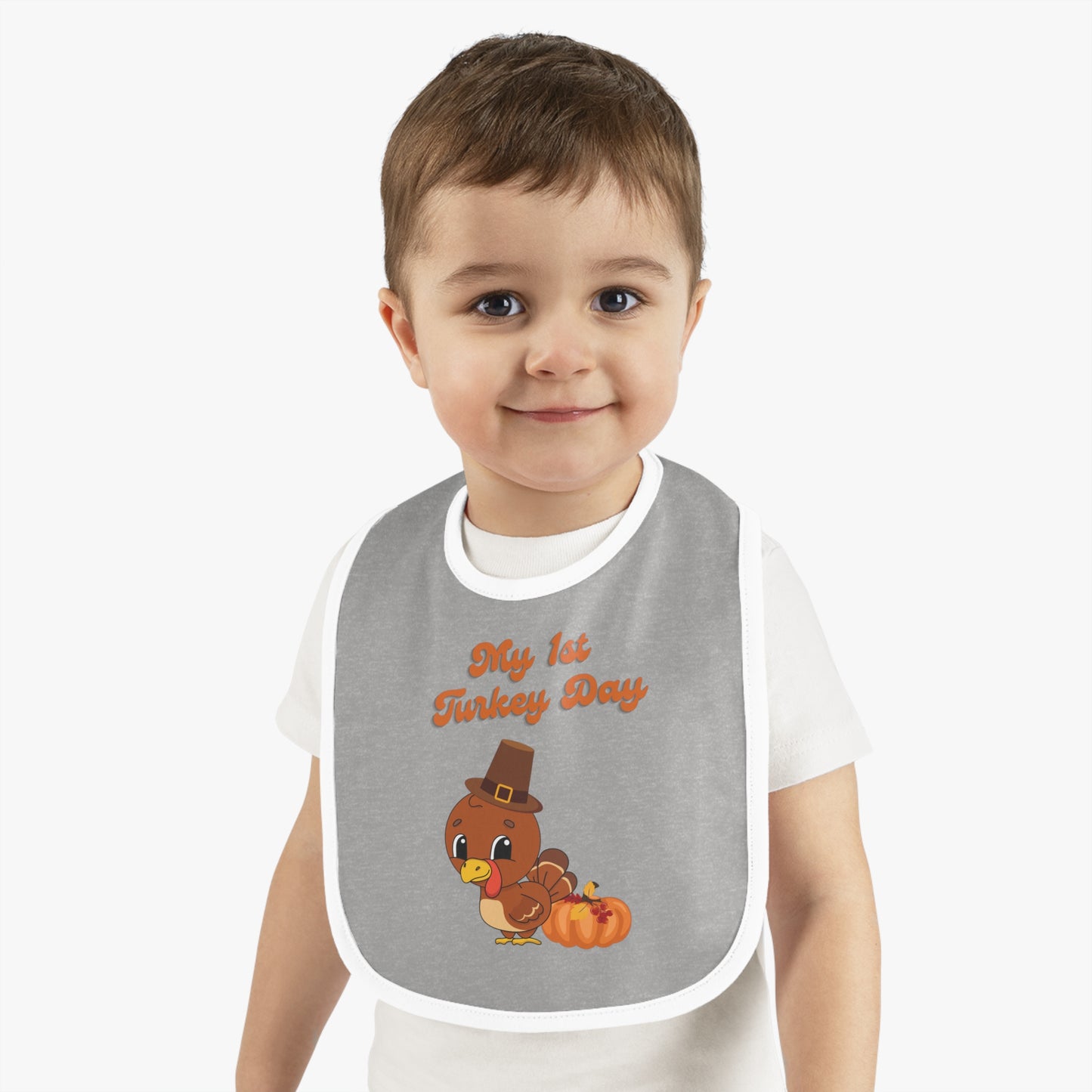 My 1st Turkey Day Baby Contrast Trim Jersey Bib