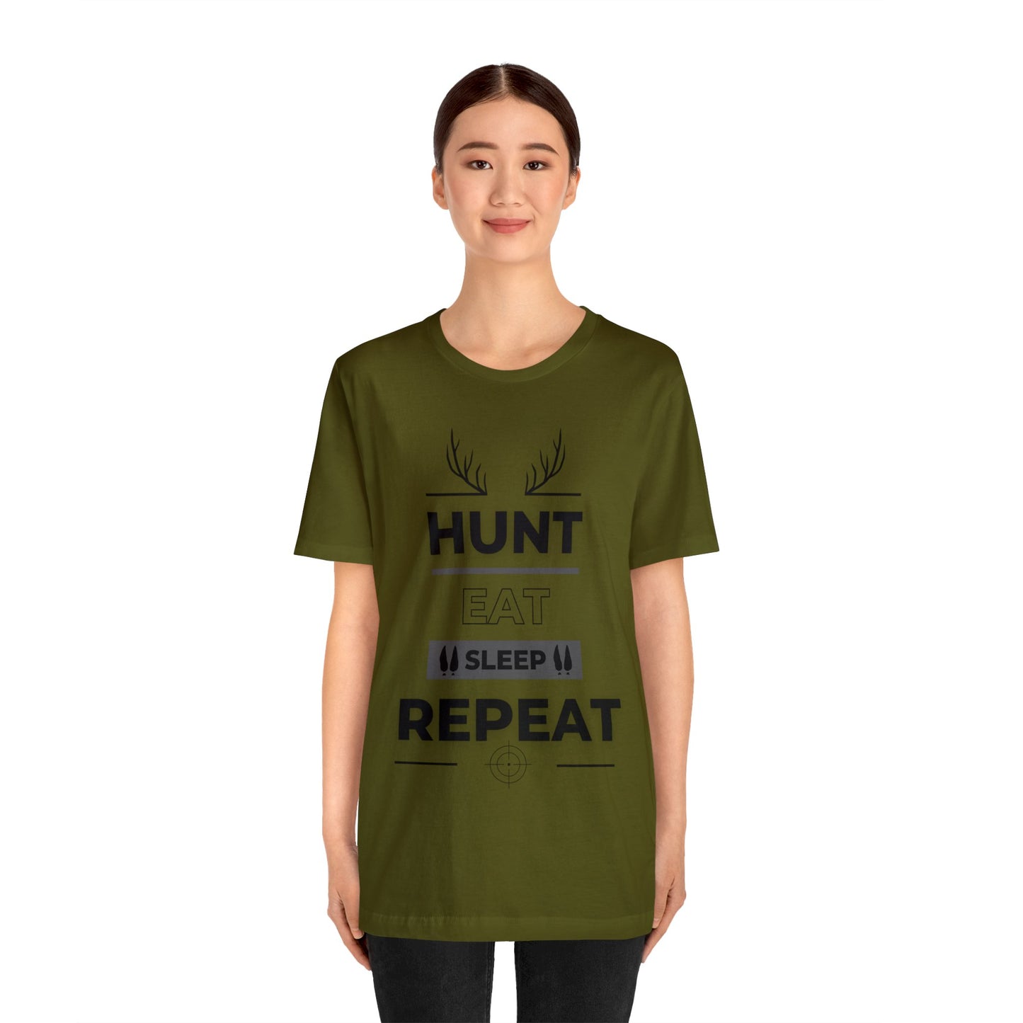 Hunt Eat Sleep Repeat Black Unisex Jersey Short Sleeve Tee