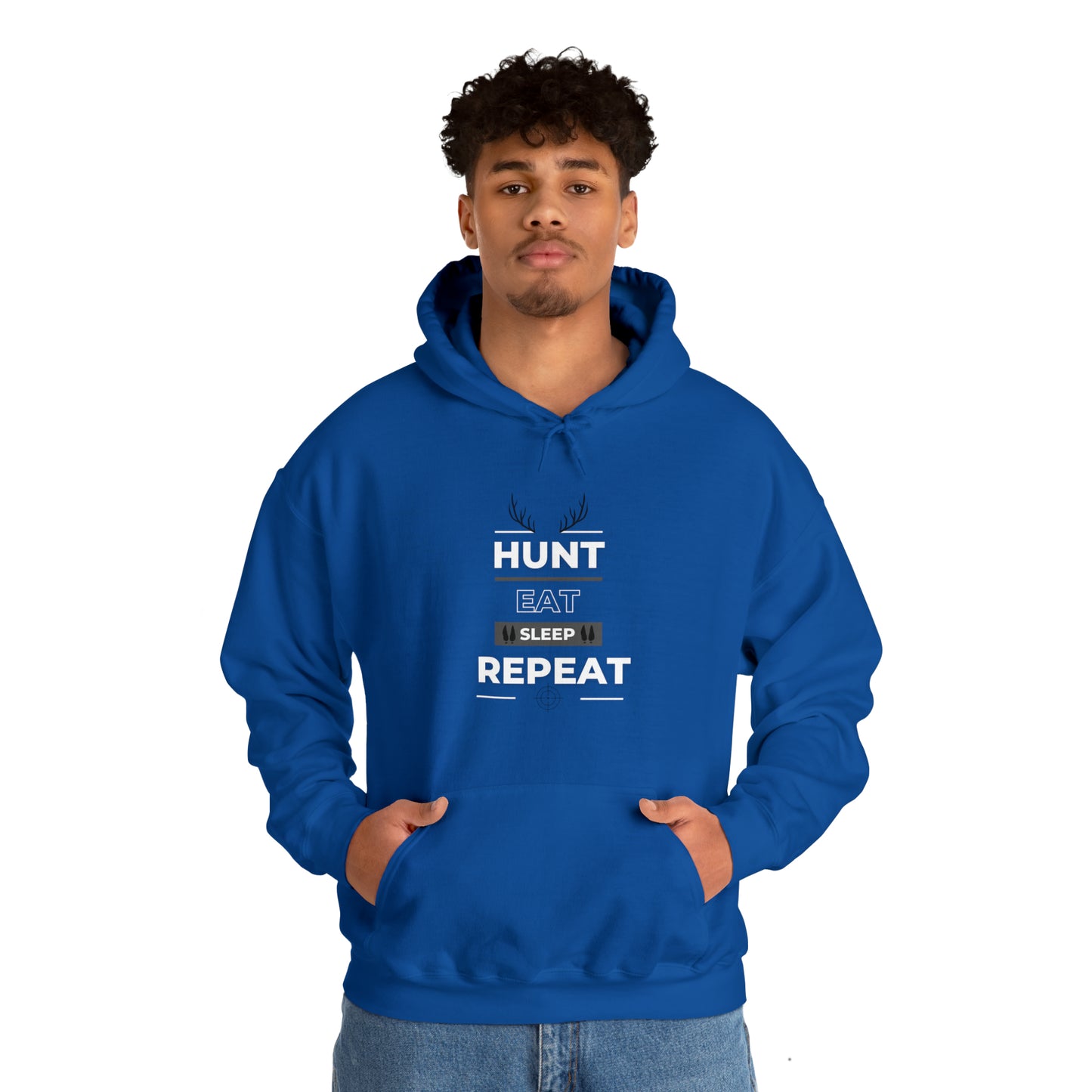 Hunt Eat Sleep Repeat Bla/Wht Unisex Heavy Blend™ Hooded Sweatshirt