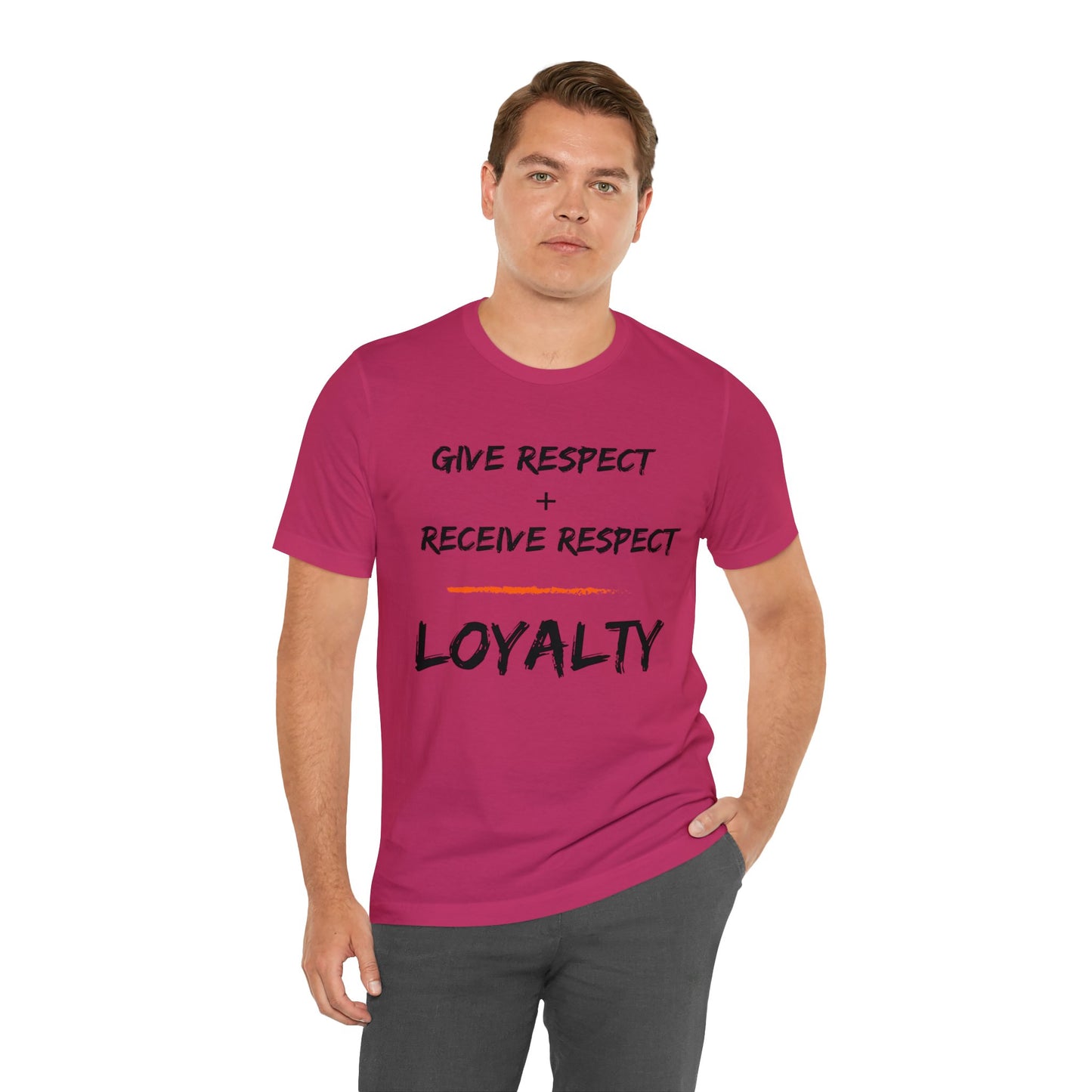 Give Respect + Receive Respect = Loyalty (B-Writing) Unisex Jersey Short Sleeve Tee