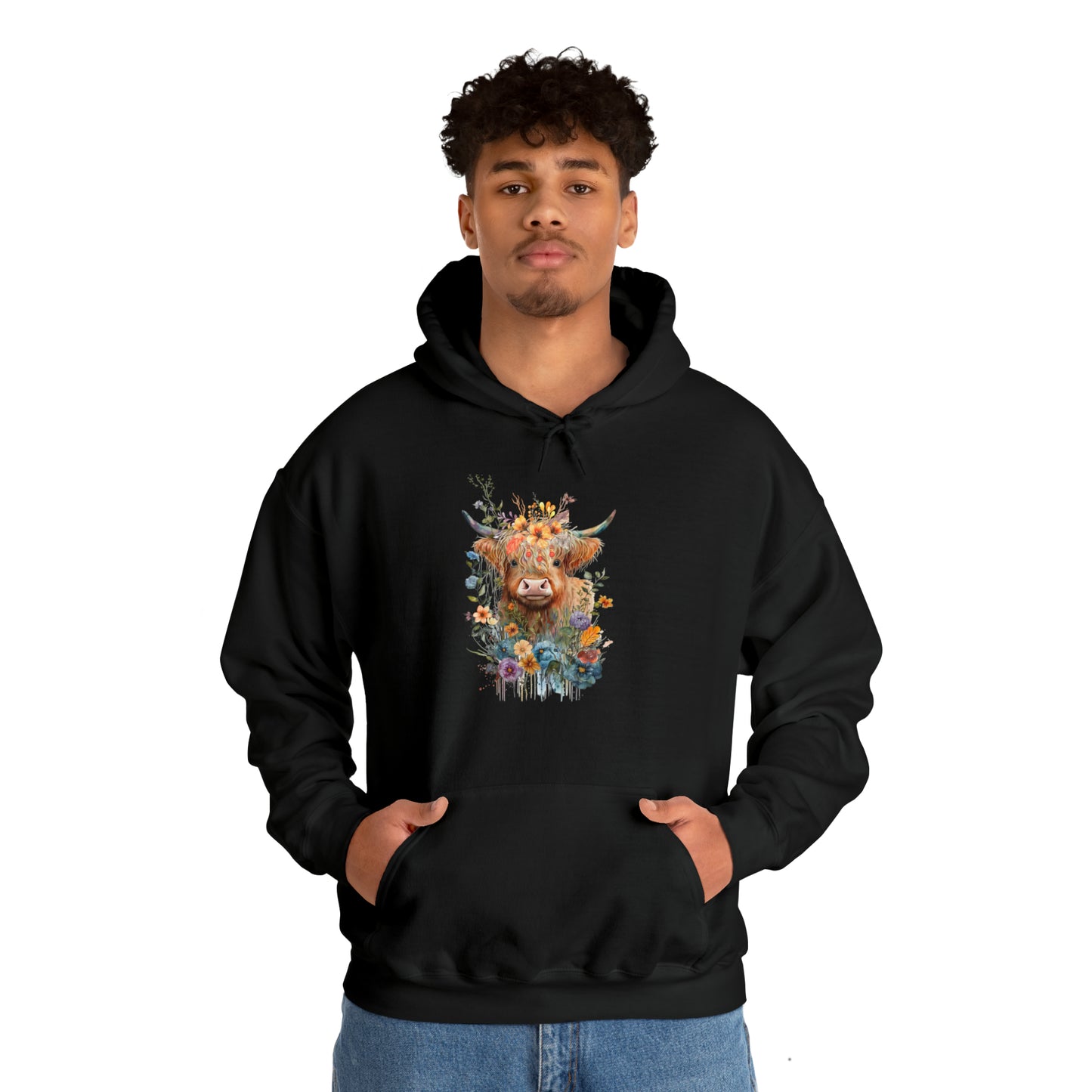 Fall Flower Cow Unisex Heavy Blend™ Hooded Sweatshirt