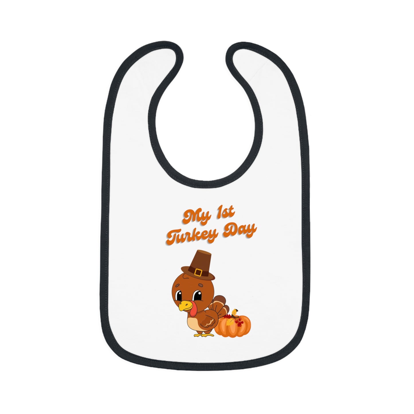 My 1st Turkey Day Baby Contrast Trim Jersey Bib