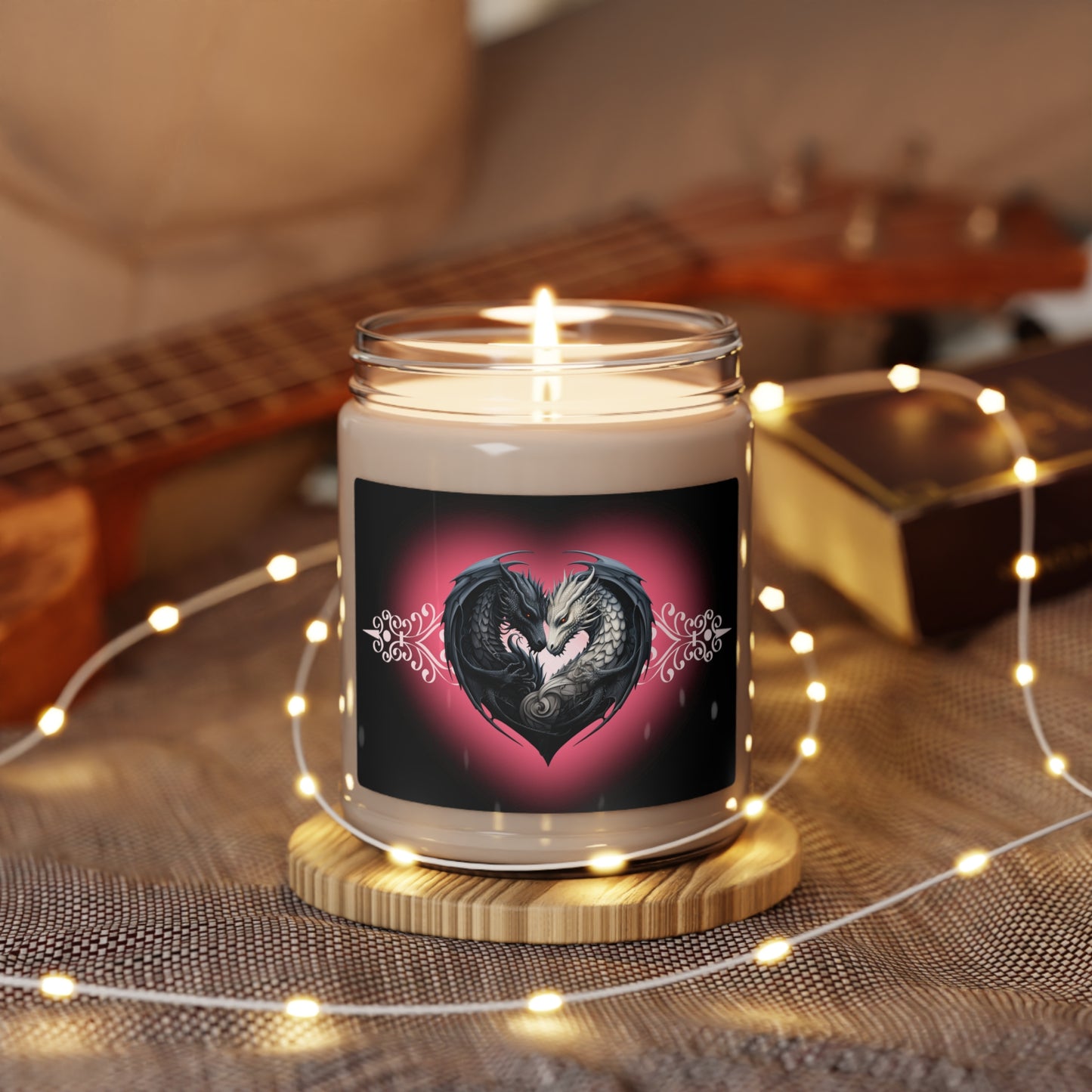 Dragon Love White Heart Scented Soy Candle, 9oz