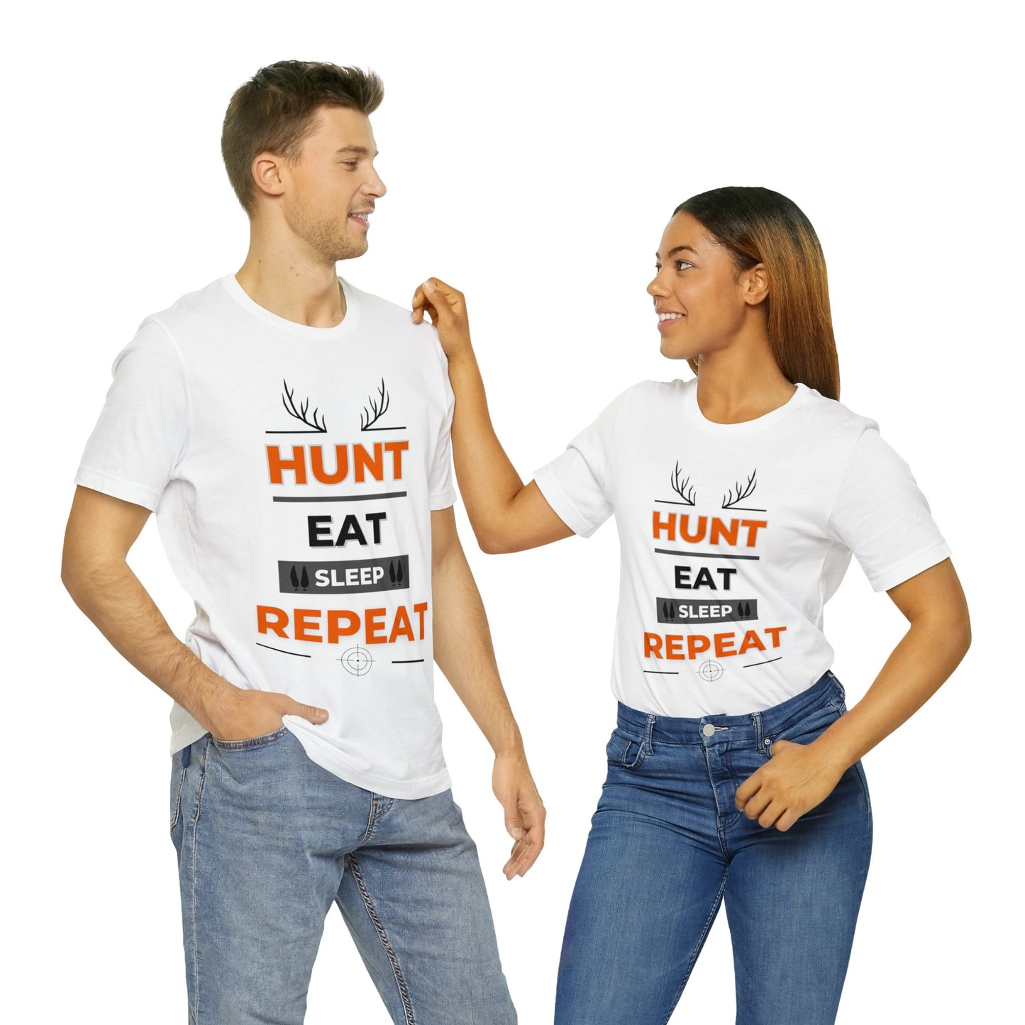 Hunt Eat Sleep Repeat Orange Unisex Jersey Short Sleeve Tee