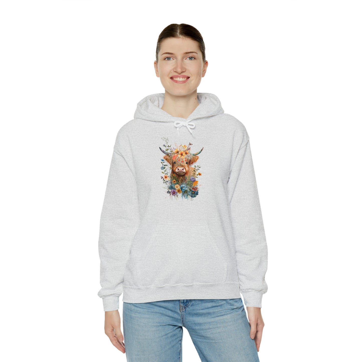 Fall Flower Cow Unisex Heavy Blend™ Hooded Sweatshirt