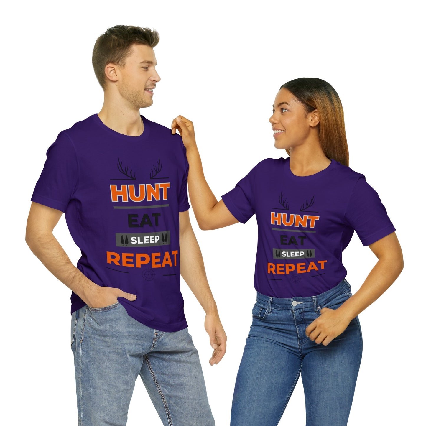 Hunt Eat Sleep Repeat Orange Unisex Jersey Short Sleeve Tee