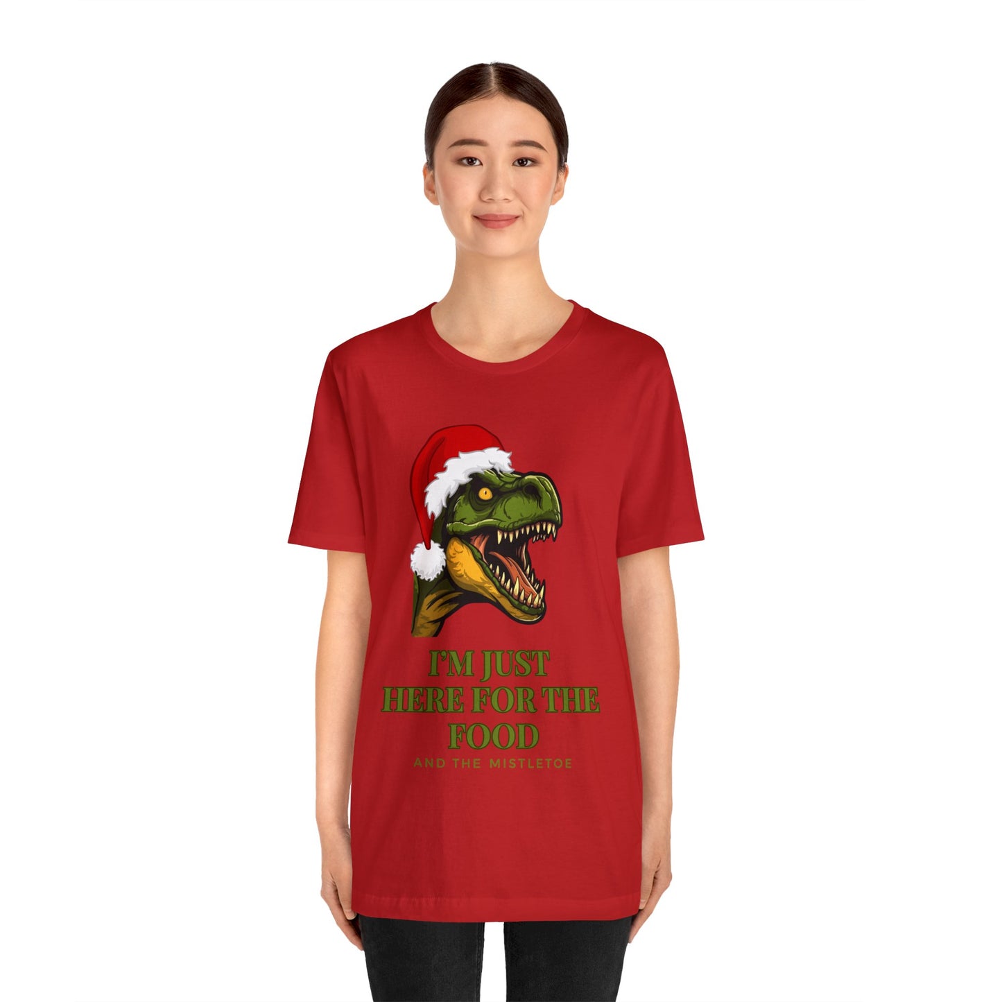 I'm Just Here For The Food And The Mistletoe Unisex Jersey Short Sleeve Tee