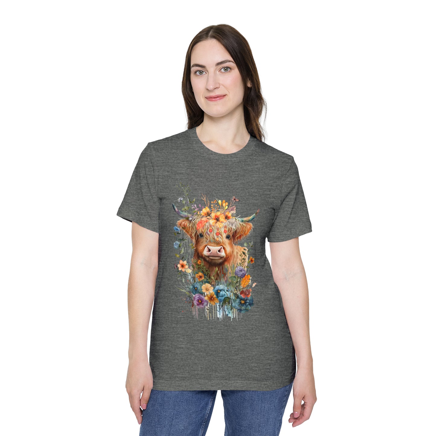 Fall Flower Cow Unisex Short-Sleeve Jersey T-Shirt